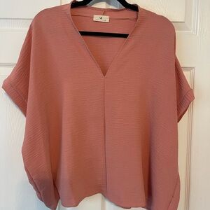 Elegant V-Neck Blouse in Soft Pink